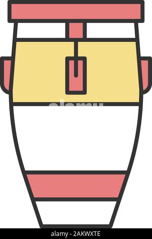 Mexican drum color icon. Conga. Tumbadora. Large tubular bass drum. Isolated vector illustration Stock Vector