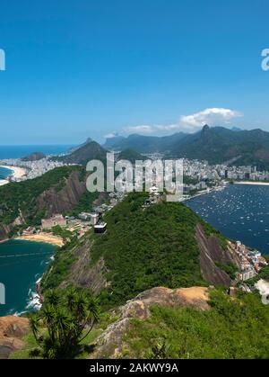 The cablecar to Sugarloaf Mountain (Pao de Acucar) Rio de Janeiro, Brazil. Stock Photo