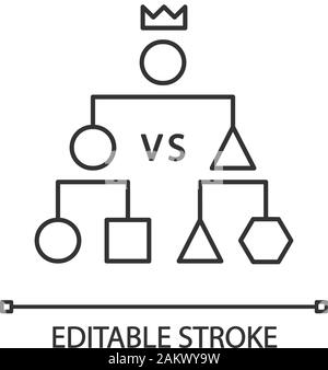 Double-elimination tournament linear icon. Esports. Cyber championship. Competition. Game strategy scheme. Thin line illustration. Contour symbol. Vec Stock Vector