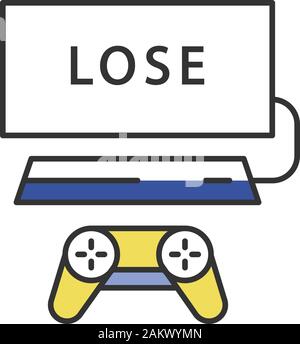 Losing game color icon. Game over. Esports gameplay. Gaming session end. Isolated vector illustration Stock Vector