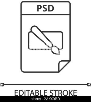 PSD file linear icon. Layered image file format. Thin line illustration. Contour symbol. Vector isolated outline drawing. Editable stroke Stock Vector