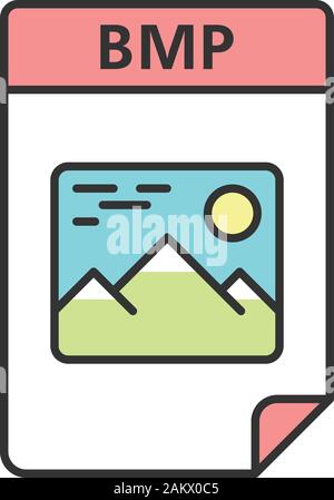 BMP file color icon. Bitmap image. Raster graphics image file format. Isolated vector illustration Stock Vector
