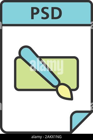 PSD file color icon. Layered image file format. Isolated vector illustration Stock Vector