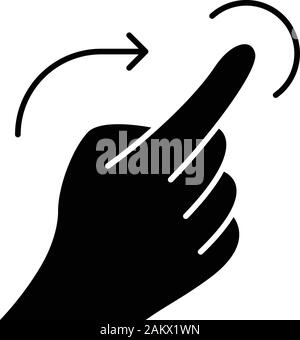Flick right gesture glyph icon. Touchscreen gesturing. Human hand and fingers. Using sensory devices. Silhouette symbol. Negative space. Vector isolat Stock Vector