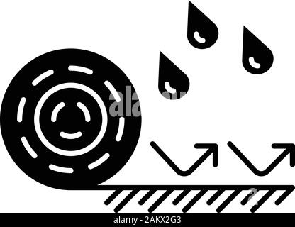 Waterproof flooring glyph icon. Water resistant surface, material. Hydrophobic technology. Waterproof floor. Repellent covering. Silhouette symbol. Ne Stock Vector