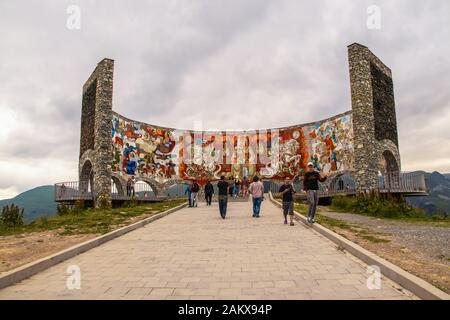 6-16-2019 Military Highway Georgia - Russia–Georgia Friendship Monument -   built in 1983 celebrates friendship between then Soviet Georgia and Soviet Stock Photo