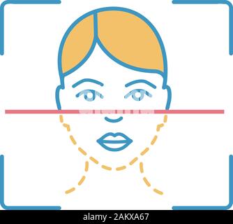 Face scanning procedure color icon. Facial recognition markers, points ...