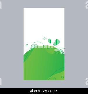 Lime green dynamic abstract fluid social media background. Wavy bubble web banner, screen, mobile app colorful design. Flowing liquid gradient shapes. Stock Vector