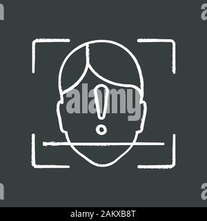 Face ID scan unidentified chalk icon. Facial recognition. Face scan. Permission access rejected. Isolated vector chalkboard illustration Stock Vector