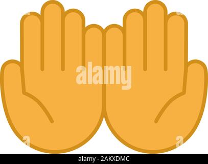 Cupped hands color icon. Palms up together emoji. Begging gesturing. Islam praying hands. Isolated vector illustration Stock Vector