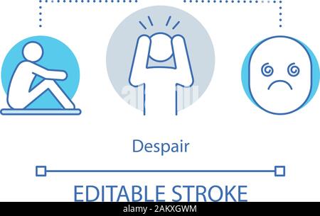 pessimism line icon, outline symbol, vector illustration, concept sign ...