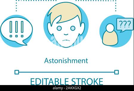 Astonishment concept icon. Amazement idea thin line illustration. Unexpected surprise. Dazing miracle. Shock, confusion and bewilderment. Vector isola Stock Vector