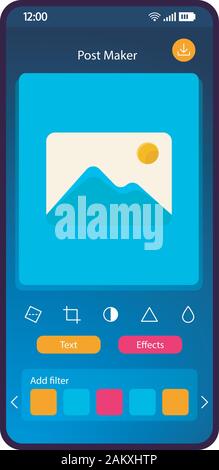 Social media post maker smartphone interface vector template. Mobile ...