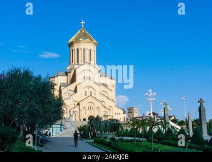Tbilisi Sameda Cathedral (Holy Trinity) biggest Orthodox Cathedral, Tbilisi, Georgia Stock Photo