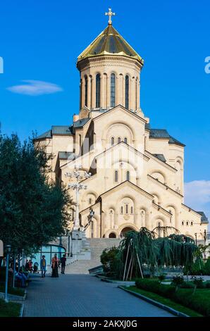 Tbilisi Sameda Cathedral (Holy Trinity) biggest Orthodox Cathedral, Tbilisi, Georgia Stock Photo