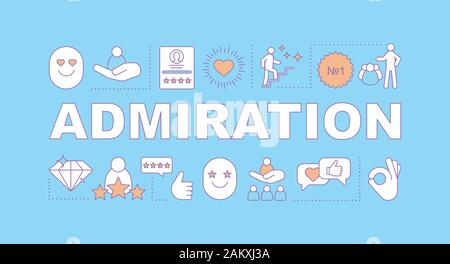 Admiration word concepts banner. Falling in love. Improvement, path to goal. Adoration. Presentation, website. Isolated lettering typography idea, lin Stock Vector