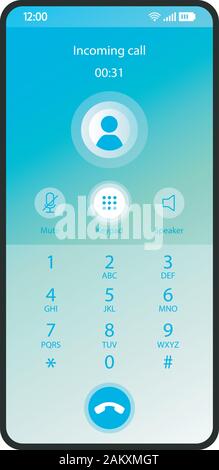 Switched keypad smartphone interface vector template. Mobile app page ...