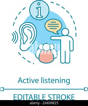 Active listening concept icon. HR soft skill idea thin line ...