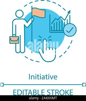 Initiative concept icon. Leadership, enthusiasm idea thin line ...