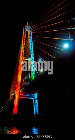 Mahkota bridge with beautiful lights, Samarinda Stock Photo