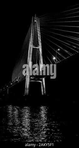 Mahkota bridge with beautiful lights, Samarinda Stock Photo