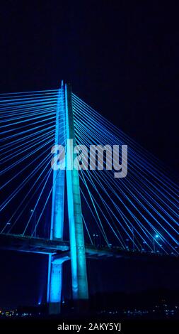 Mahkota bridge with beautiful lights, Samarinda Stock Photo