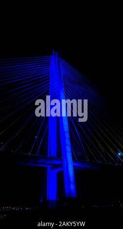 Mahkota bridge with beautiful lights, Samarinda Stock Photo