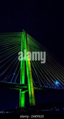 Mahkota bridge with beautiful lights, Samarinda Stock Photo