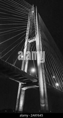 Mahkota bridge with beautiful lights, Samarinda Stock Photo