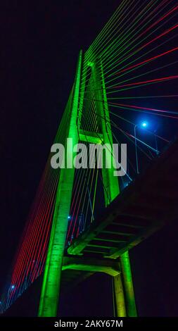 Mahkota bridge with beautiful lights, Samarinda Stock Photo