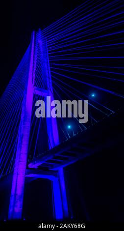 Mahkota bridge with beautiful lights, Samarinda Stock Photo