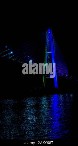 Mahkota bridge with beautiful lights, Samarinda Stock Photo