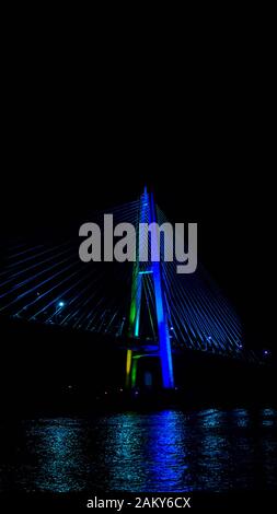 Mahkota bridge with beautiful lights, Samarinda Stock Photo