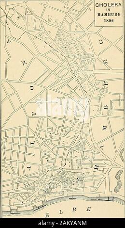 The hygiene of transmissible diseases; their causation, modes of dissemination, and methods of prevention . on. They are underdistinct forms of government. Hamburg, being one of theold free cities, retains special privileges, while Altona is underthe Prussian government. The population of Hamburg isabout 640,400, while that of Altona is about 148,615. Bothcities take their water-supply from the river Elbe. At the timeof the epidemic, Hamburg distributed this water to the citizensjust as it was pumped from the river, while Altona passed itthrough sand filters before allowing it to enter the cit Stock Photo