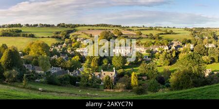 Panoramic view of country village of Naunton in the Cotswolds, Gloucestershire, England, UK Stock Photo