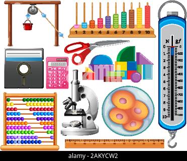 Large set of science equipments on white background Stock Vector Image ...