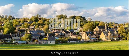 Evening panoramic view over Chipping Campden, Gloucestershire, England, UK Stock Photo