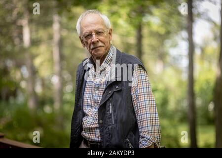 French-Canadian author and poet Pierre Morency poses Friday August 9, 2019. Stock Photo