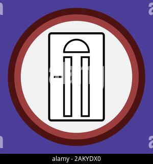 The door icon in the circle. Flat interior icon. Stock Vector