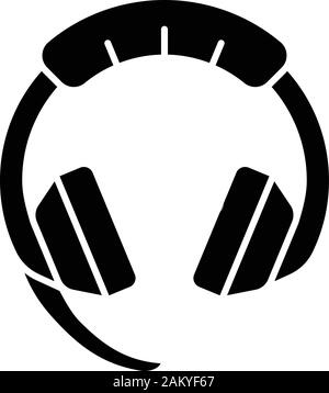 Gaming headset glyph icon. Esports equipment. Computer headphones with ...