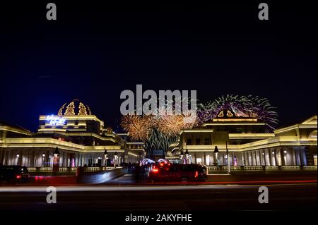 Fireworks on Qatar National Day at Katara Mall Stock Photo