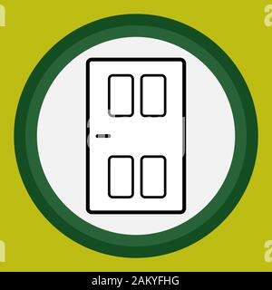 The door icon in the circle. Flat interior icon. Stock Vector