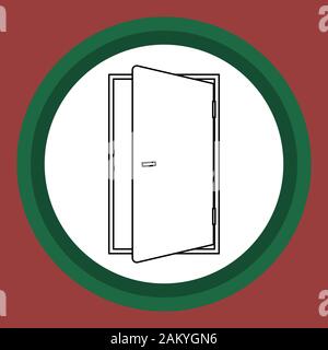 The door icon in the circle. Flat interior icon. Stock Vector