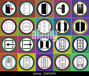 The doors icon set in circle. Flat interior icon. Stock Vector