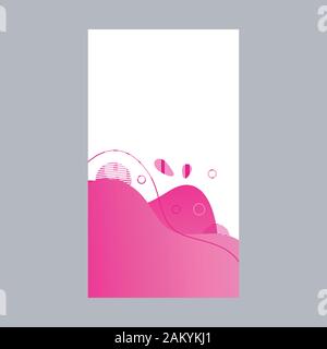 Pink dynamic abstract fluid social media background. Wavy bubble web banner, screen, mobile app colorful design. Flowing liquid gradient shapes. Geome Stock Vector