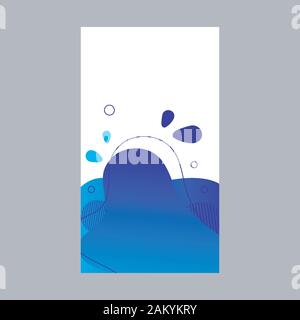 Blue dynamic abstract fluid social media background. Wavy bubble web banner, screen, mobile app colorful design. Flowing liquid gradient shapes. Geome Stock Vector