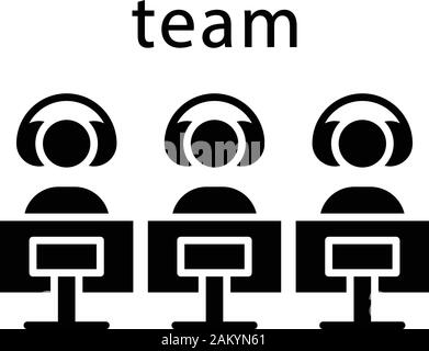 Esports team glyph icon. Gamers group. Teamwork. Command for competition. Video games tournament. Silhouette symbol. Negative space. Vector isolated i Stock Vector