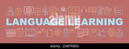 Language school word concepts banner. Educational program. Presentation ...