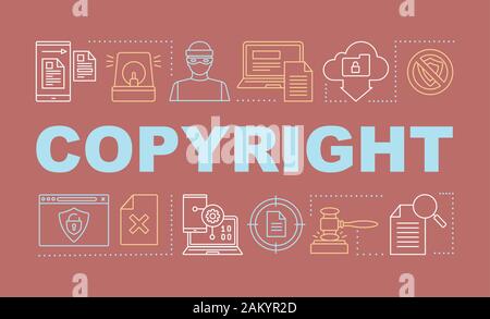 Copyright word concepts banner. Digital rights safety. Industrial espionage. Cyber security. Presentation, website. Isolated lettering typography idea Stock Vector