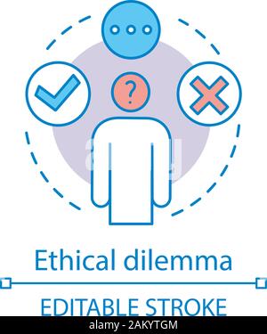 Ethical dilemma concept icon. Ethical issue idea thin line illustration. Moral problem, choice, decision making. Conflict resolving. Moral reasoning. Stock Vector